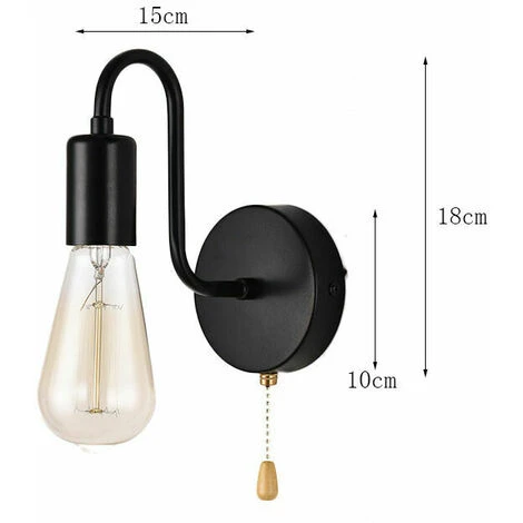 Lampada Da Parete Vintage E27 Applique Da Parete Con Presa Standard Lampada Da Interni Retrò Industriale In Metallo Con Interruttore, Senza Lampadina, Nera 6 Lampada Da Parete Vintage E27 Applique Da Parete Con Presa Standard Lampada Da Interni Retrò Industriale In Metallo Con Interruttore, Senza Lampadina, Nera - immagine 4