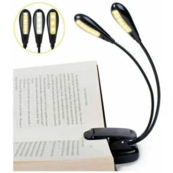 Lampada Da Libro Ricaricabile A 14 LED, Lampada Da Lettura A Clip Per Letto, Lampada Da Scrivania, 3 Luminosità E 2 Colli Di Cigno Illuminano 2 Pagine Intere. Perfetto Per Topi Di Biblioteca, Bambini.