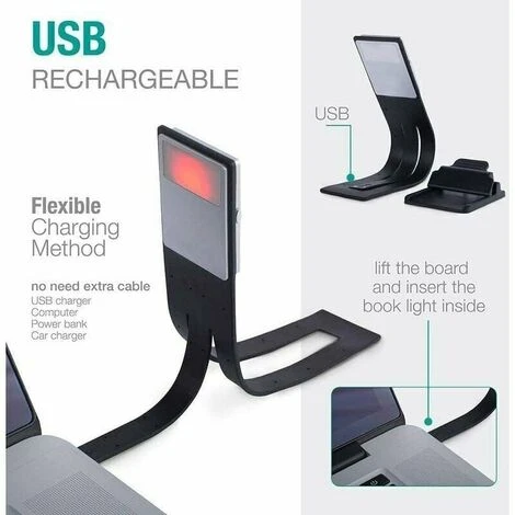 Lampada Da Lettura A Libro Con Clip, Luce Da Libro A LED, Luce Da Libro A Clip, 4 Livelli Di Luminosità Regolabili, Ricaricabile Tramite USB Per Bambini, Lettura Notturna, Letto, Aereo, Treno 4 Lampada Da Lettura A Libro Con Clip, Luce Da Libro A LED, Luce Da Libro A Clip, 4 Livelli Di Luminosità Regolabili, Ricaricabile Tramite USB Per Bambini, Lettura Notturna, Letto, Aereo, Treno - immagine 2