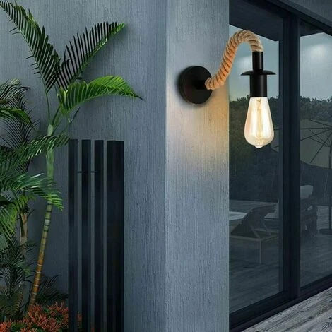 Applique Da Parete Vintage In Corda Di Canapa, Ideale Per Corridoio O Camera Da Letto, E27, 110/220 V (schwarz) 4 Applique Da Parete Vintage In Corda Di Canapa, Ideale Per Corridoio O Camera Da Letto, E27, 110/220 V (schwarz) - immagine 2