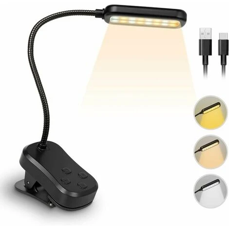 Luce Da Lettura Con Clip, Luce Da Lettura Per Leggere A Letto, Luce Da Lettura Ricaricabile Tramite USB Con 16 LED, 5 Modalità Di Luminosità E 3 Colori Per Lettori E Bambini 3 Luce Da Lettura Con Clip, Luce Da Lettura Per Leggere A Letto, Luce Da Lettura Ricaricabile Tramite USB Con 16 LED, 5 Modalità Di Luminosità E 3 Colori Per Lettori E Bambini