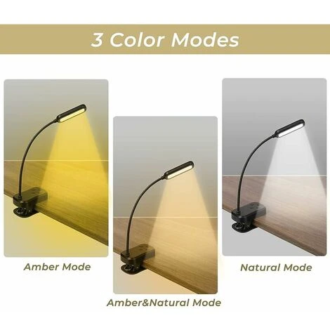 Luce Da Lettura Con Clip, Luce Da Lettura Per Leggere A Letto, Luce Da Lettura Ricaricabile Tramite USB Con 16 LED, 5 Modalità Di Luminosità E 3 Colori Per Lettori E Bambini 5 Luce Da Lettura Con Clip, Luce Da Lettura Per Leggere A Letto, Luce Da Lettura Ricaricabile Tramite USB Con 16 LED, 5 Modalità Di Luminosità E 3 Colori Per Lettori E Bambini - immagine 3